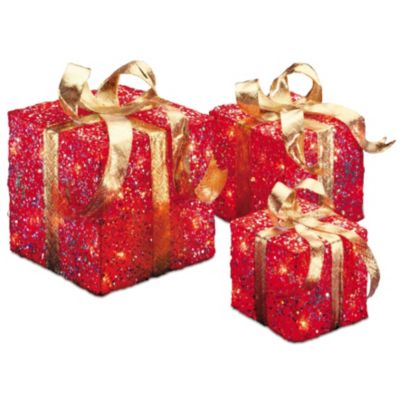 National Tree Company - National Tree PreLit Red Sisal Gift Box Assortment