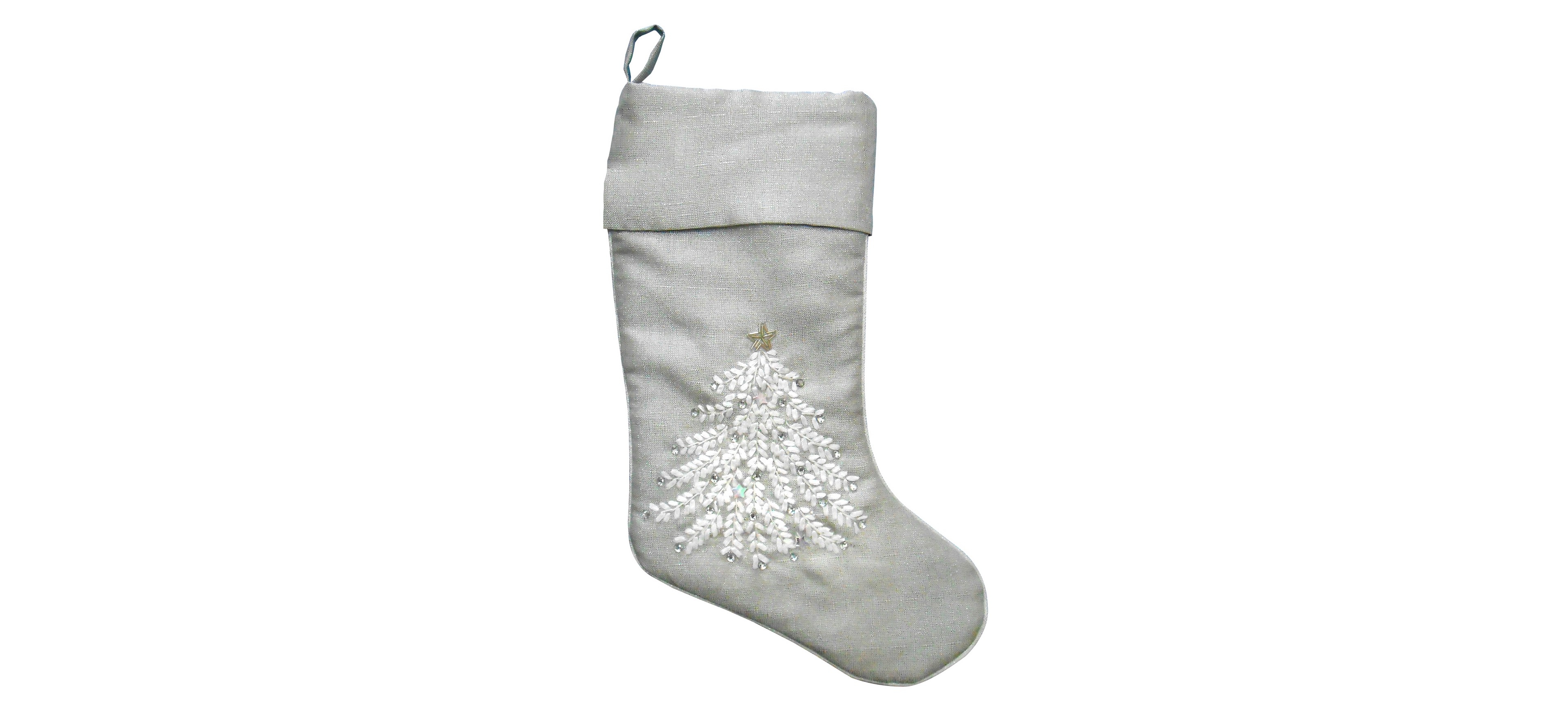 National Tree Company 14" x 19" Silver Stocking with Xmas Design
