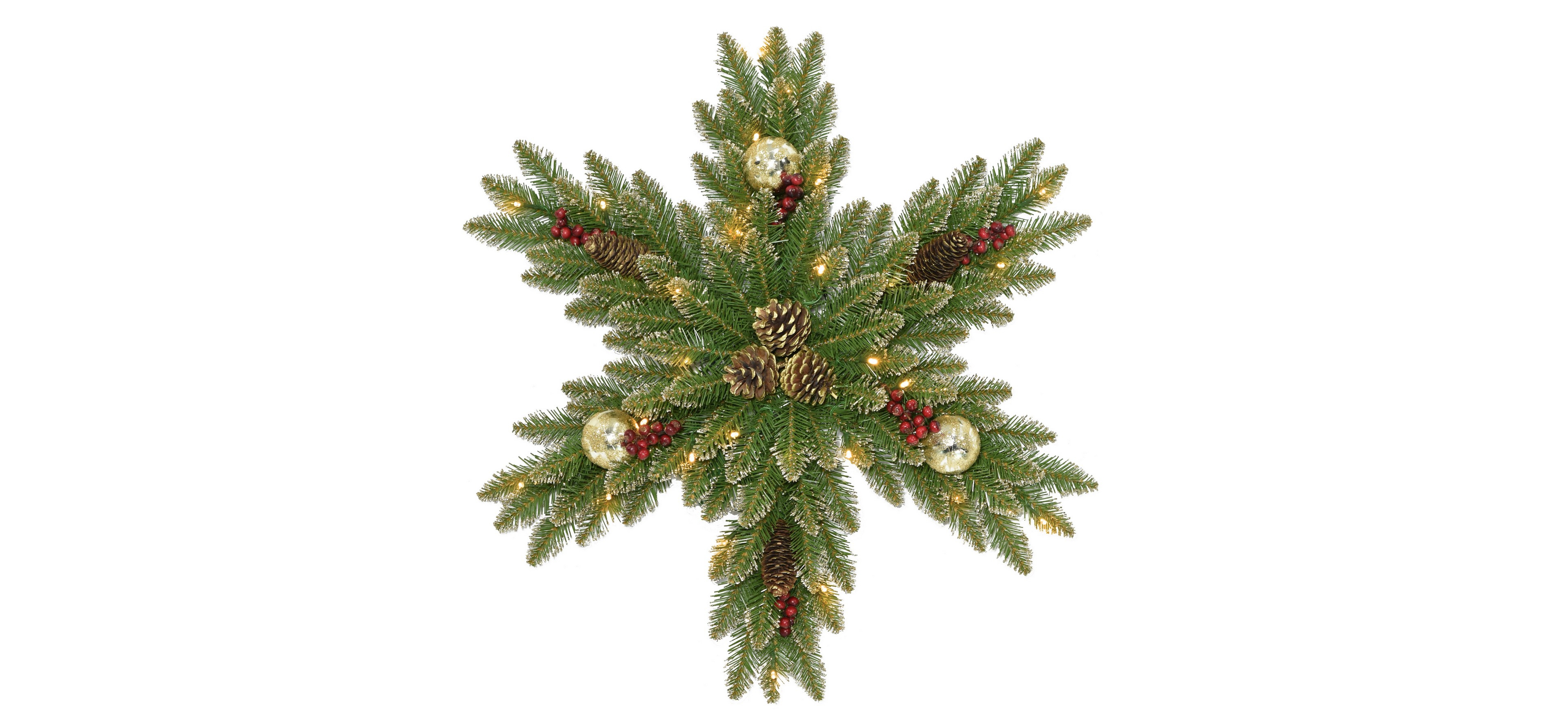 National Tree Company 32" Gold Dunhill Fir Snowflake w/ 35 Warm White Battery Operated Led Lights