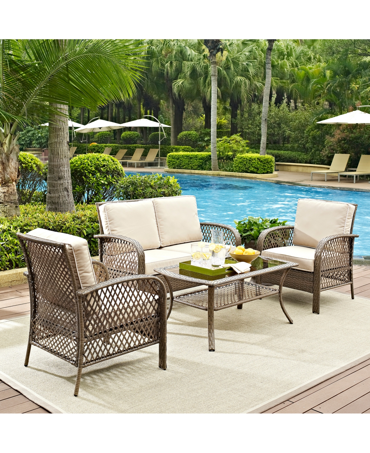 Tribeca 4 piece 2025 rattan with cushion