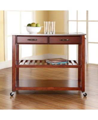 Stainless Steel Top Kitchen Cart Island With Optional Stool Storage