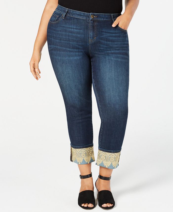 Style & Co Plus Size Lace-Cuffed Boyfriend Jeans, Created for Macy's ...