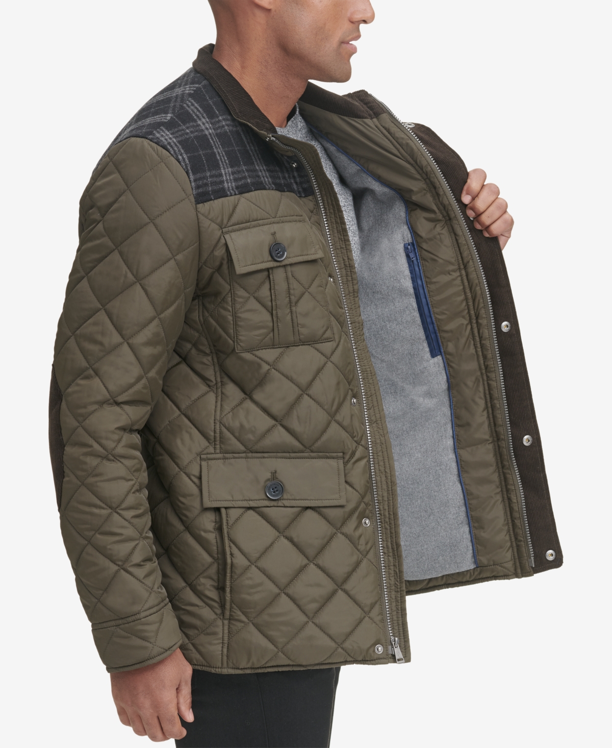 Cole Haan Mixed Media Quilted Jacket