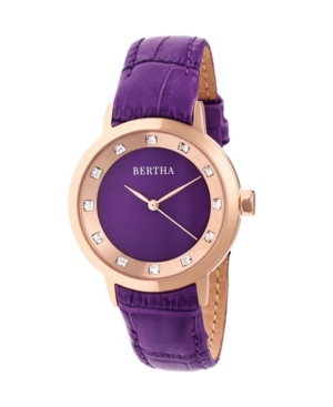 image of Bertha Quartz Cecelia Collection Purpleleather Watch 34Mm
