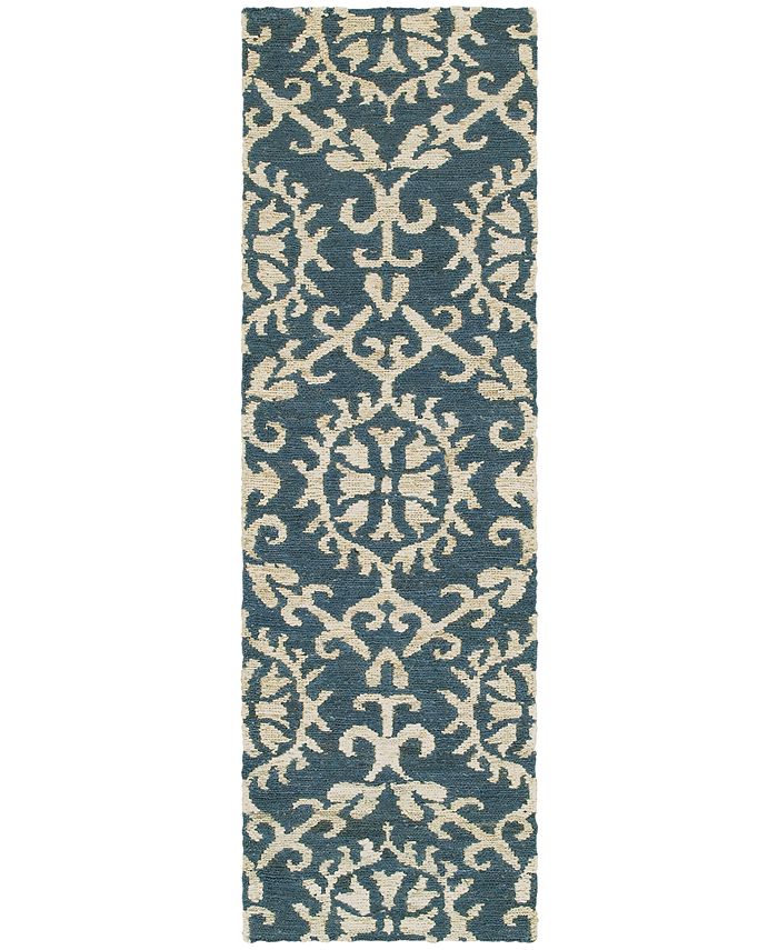 Tommy Bahama Home Valencia 57704 Navy/Beige 2'6" x 8' Runner Area Rug