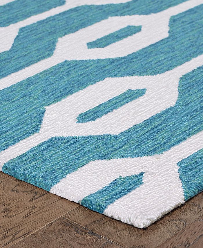 Tommy Bahama Home CLOSEOUT! Atrium Indoor/Outdoor 51102 Blue/Ivory 2'6" x 8' Runner Area Rug