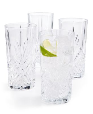 Martha Stewart Collection - Set of 4 Cut-Glass High Ball Glasses