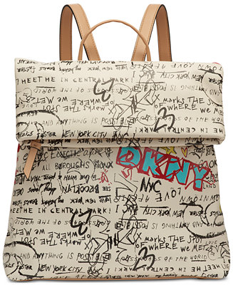DKNY Tilly Graffiti Foldover Backpack - Macy's