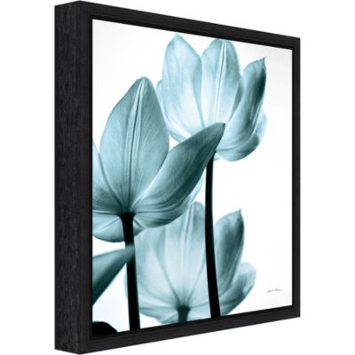 Translucent Tulips III Aqua by Debra Van Swearingen Canvas Framed Art