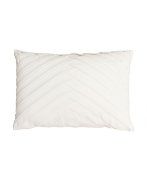 Thro James Pleated Velvet Pillow, 20" X 14" In Open White
