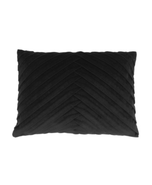 Thro James Pleated Velvet Pillow, 20" X 14" In Black