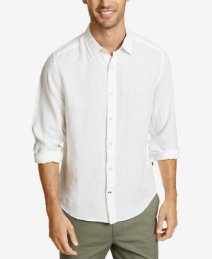 image of Nautica Men-s Classic-Fit Solid Linen Shirt