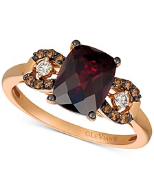 Gemstone & Diamond Ring in 14k Rose Gold or 14k Yellow Gold