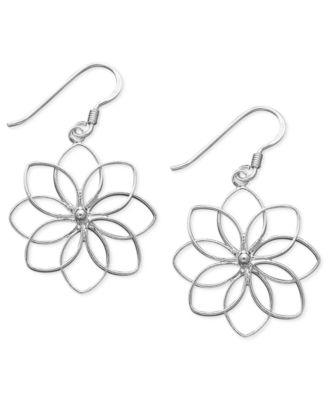 Unwritten - Sterling Silver Earrings, Open Flower Drop Earrings