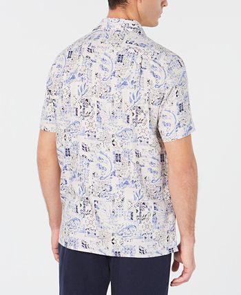 Tasso Elba Men's Tile-Print Shirt, Created for Macy's - Macy's