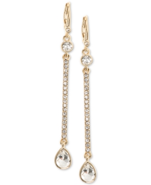 image of Dkny Gold-Tone Crystal Linear Drop Earrings, Created for Macy-s
