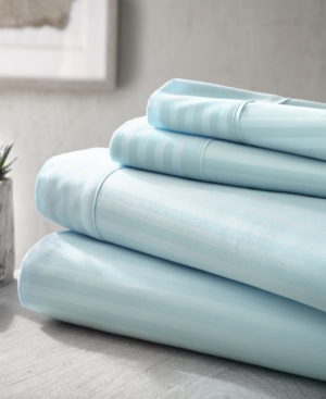 Ienjoy Home Expressed In Embossed By The Home Collection Striped 3 Piece Bed Sheet Set, Twin Bedding In Aqua Striped