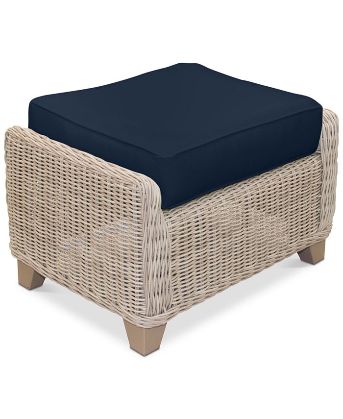 Furniture Willough Wicker Outdoor Ottoman with Custom Sunbrella® Colors, Created for Macy's
