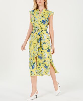 Maison Jules Printed Flutter-Sleeve Midi Dress, Created for Macy's - Macy's