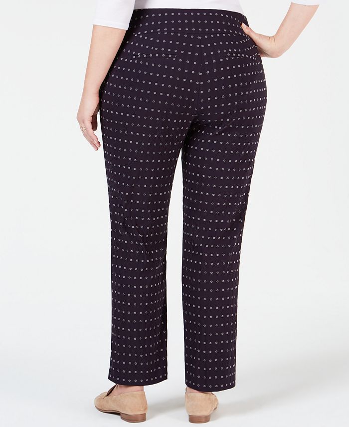 Charter Club Plus Size Printed Cambridge Ponte Pants, Created for Macy ...