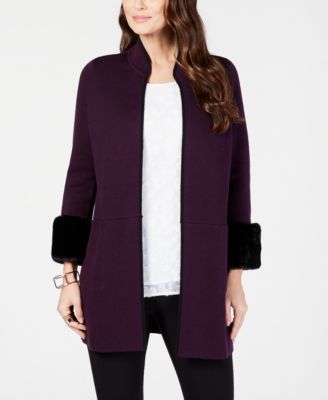 faux fur cuff cardigan