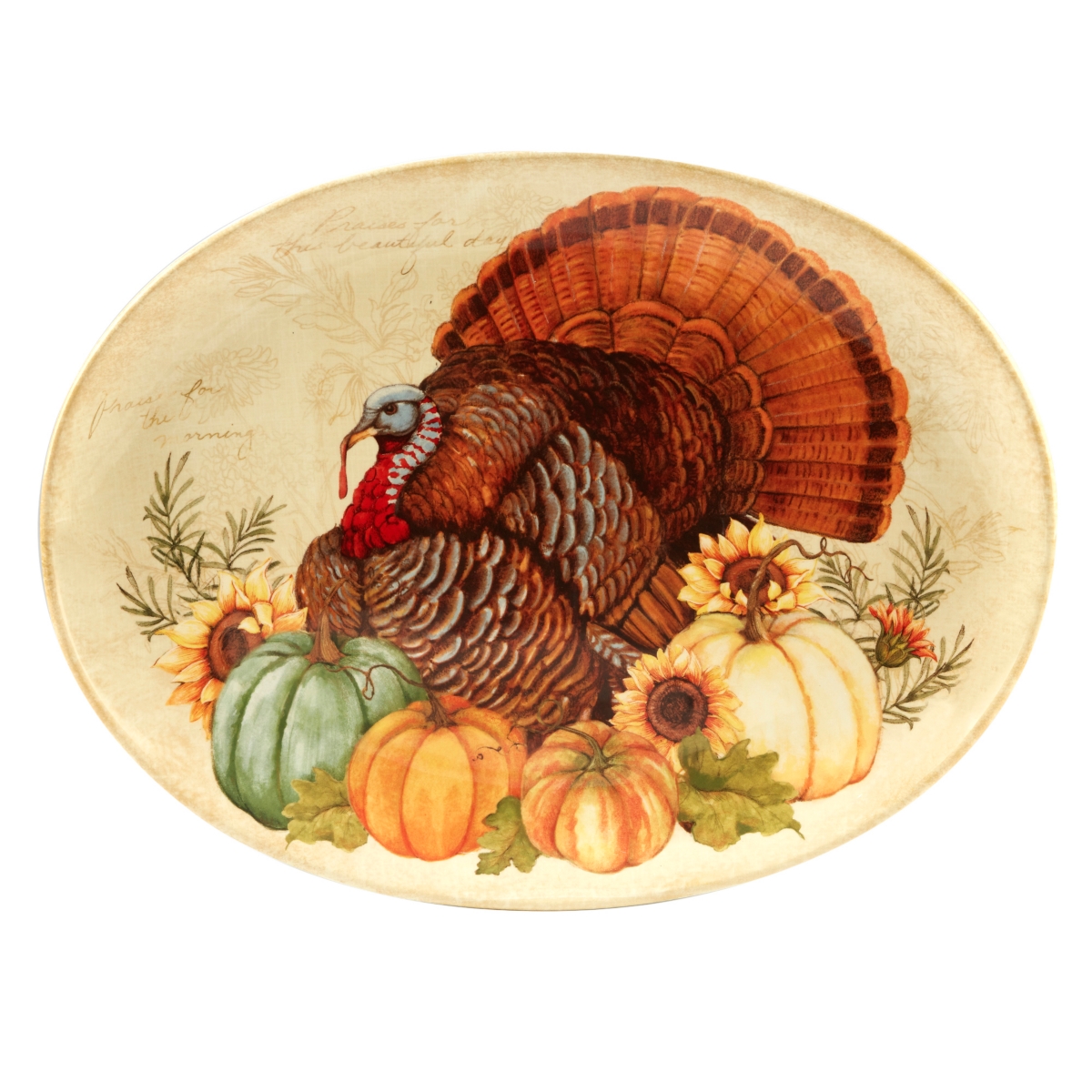 Certified International Autumn Fields Oval Turkey Platter In Dark Red,orange