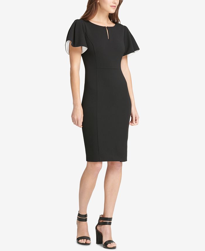DKNY Flutter-Sleeve Sheath Dress, Created for Macy's & Reviews ...