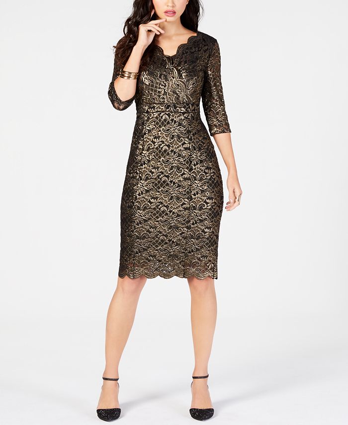 Thalia Sodi Metallic Lace Dress, Created for Macy's - Macy's