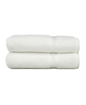 Linum Home Herringbone 2-pc. Bath Towel Set Bedding In White