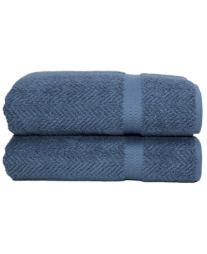 Linum Home Herringbone 2-pc. Bath Towel Set Bedding In Navy