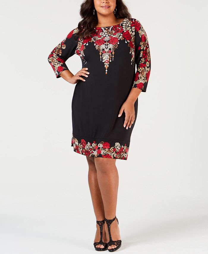 JM Collection Plus Size Embellished Printed Dress Created for Macy #39 s