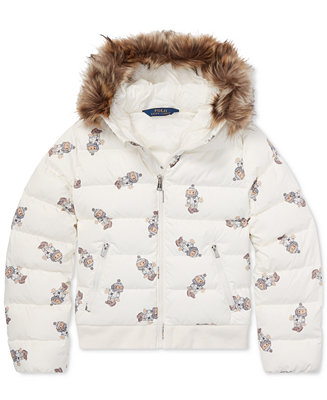 Polo Ralph Lauren Big Girls Polo Bear Quilted Down Jacket 