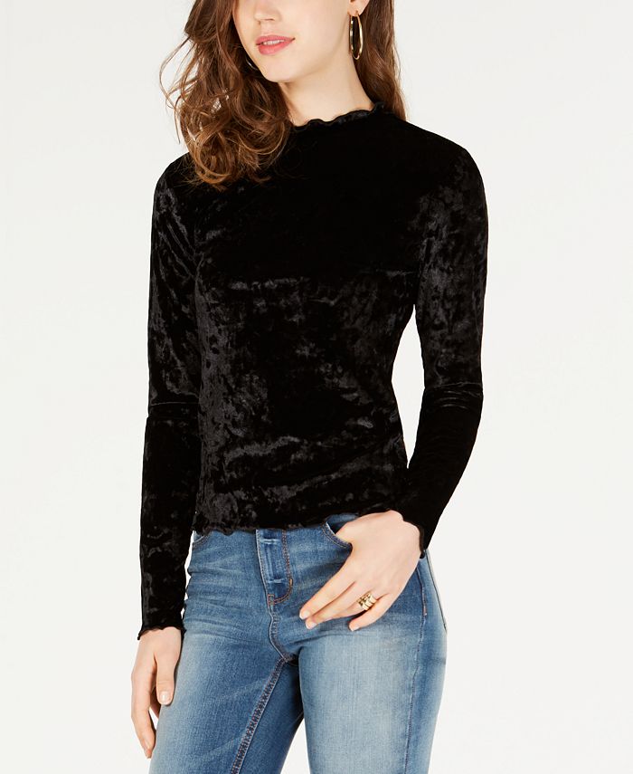 velvet mock neck top