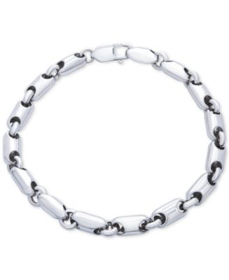 Macy's Men's Polished Rounded Link Bracelet in Sterling Silver - Macy's