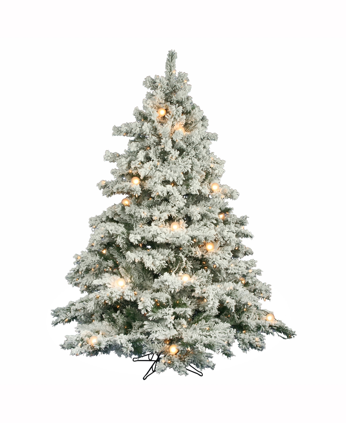 6.5 ft Flocked Alaskan Pine Artificial Christmas Tree With 600 Clear G50 Lights