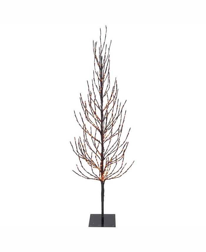 Vickerman 7' Brown Artificial Christmas Tree With 680 Orange Led Lights ...