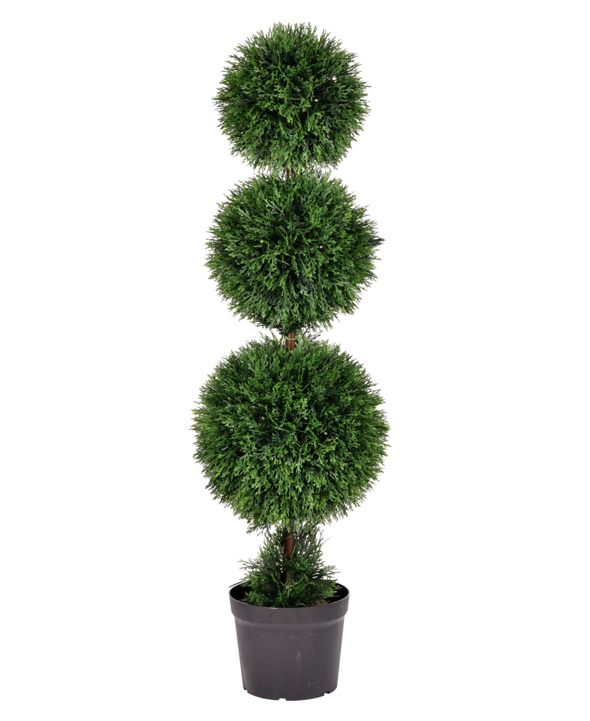 4' Artificial Potted Triple Ball Green Cedar Topiary