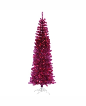 Vickerman 75 ft Fuchsia Pencil Artificial Christmas Tree With 400 Purple Led Lights