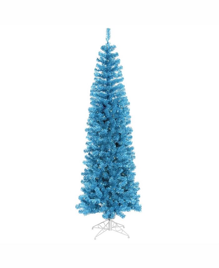 Vickerman 4.5 ft Sky Blue Pencil Artificial Christmas Tree With 150 ...