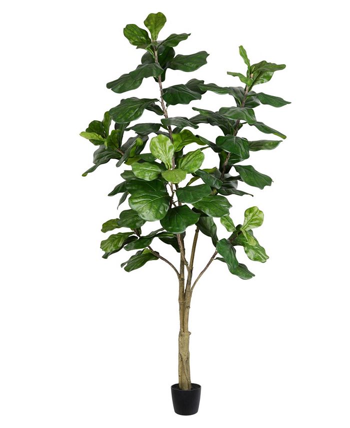 Vickerman 7' Artificial Potted Fiddle Tree With 89 Leaves & Reviews Artificial Plants Home