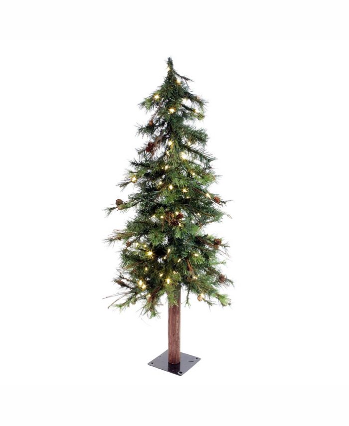 Vickerman 4ft Alpine Artificial Christmas Tree With Real Pine Cones - Unlit Tabletop Tree For Rustic Decor