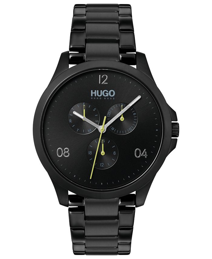 HUGO Men's #Risk Black Stainless Steel Bracelet Watch 41mm & Reviews ...