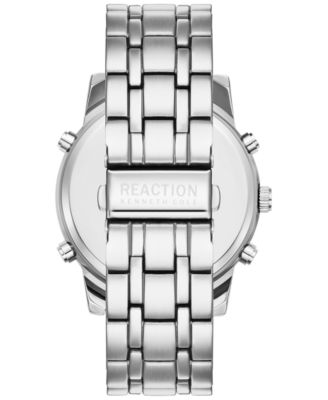 Kenneth Cole Reaction Men's Analog-Digital Silver-Tone Bracelet Watch 44mm
