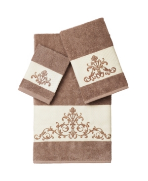 Shop Linum Home Scarlet 3-pc. Embellished Towel Set In Brown