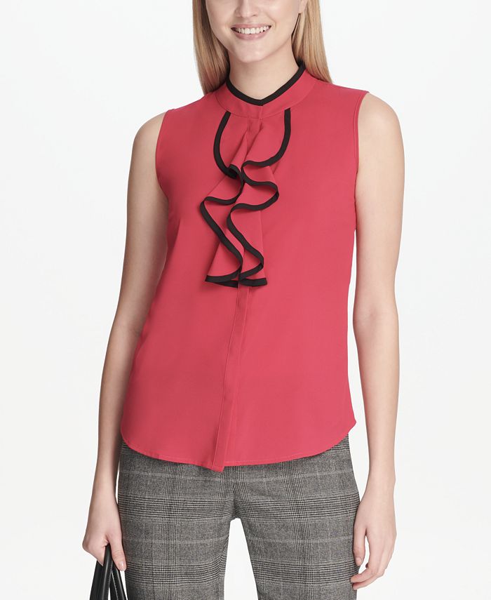 Calvin Klein Petite Ruffled Sleeveless Blouse Reviews Wear To Work 