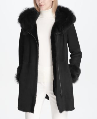 calvin klein shearling zipper coat