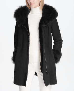 image of Calvin Klein Shearling Zipper Coat