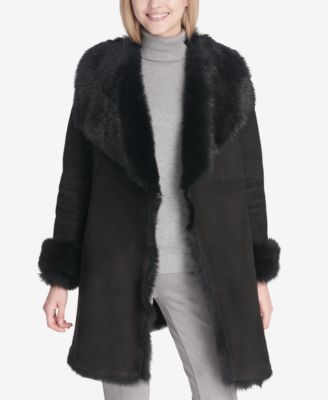 calvin klein shearling coat