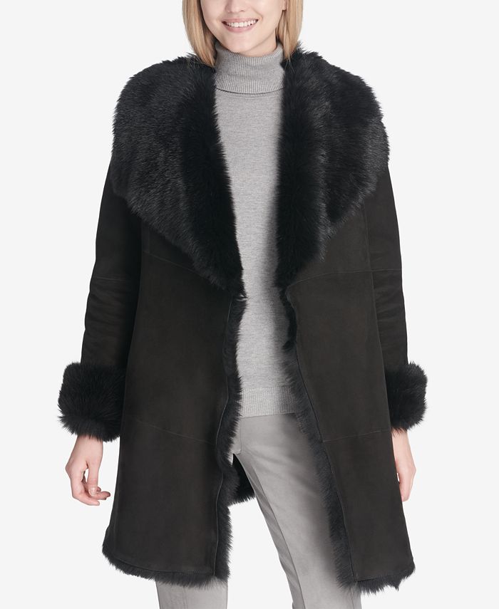 Calvin Klein Shearling Toscana Coat & Reviews - Coats & Jackets - Women -  Macy's