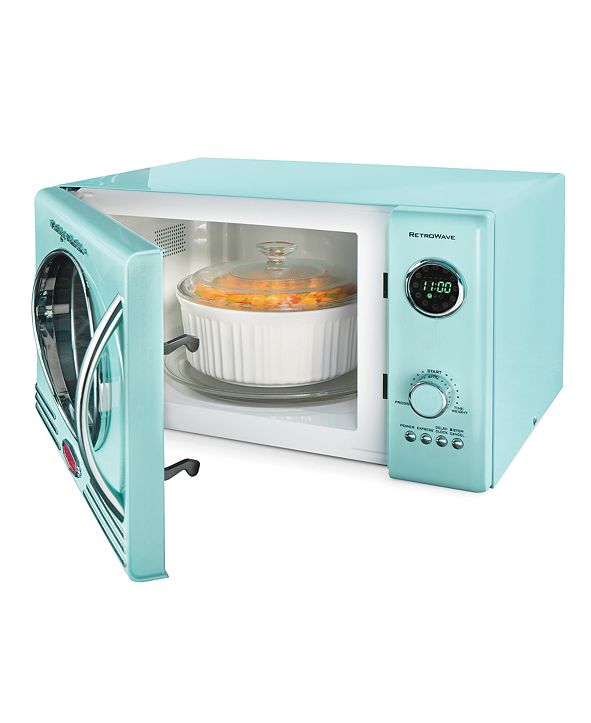 Nostalgia Retro 0.9 Cubic Foot Microwave Oven, Aqua & Reviews Small